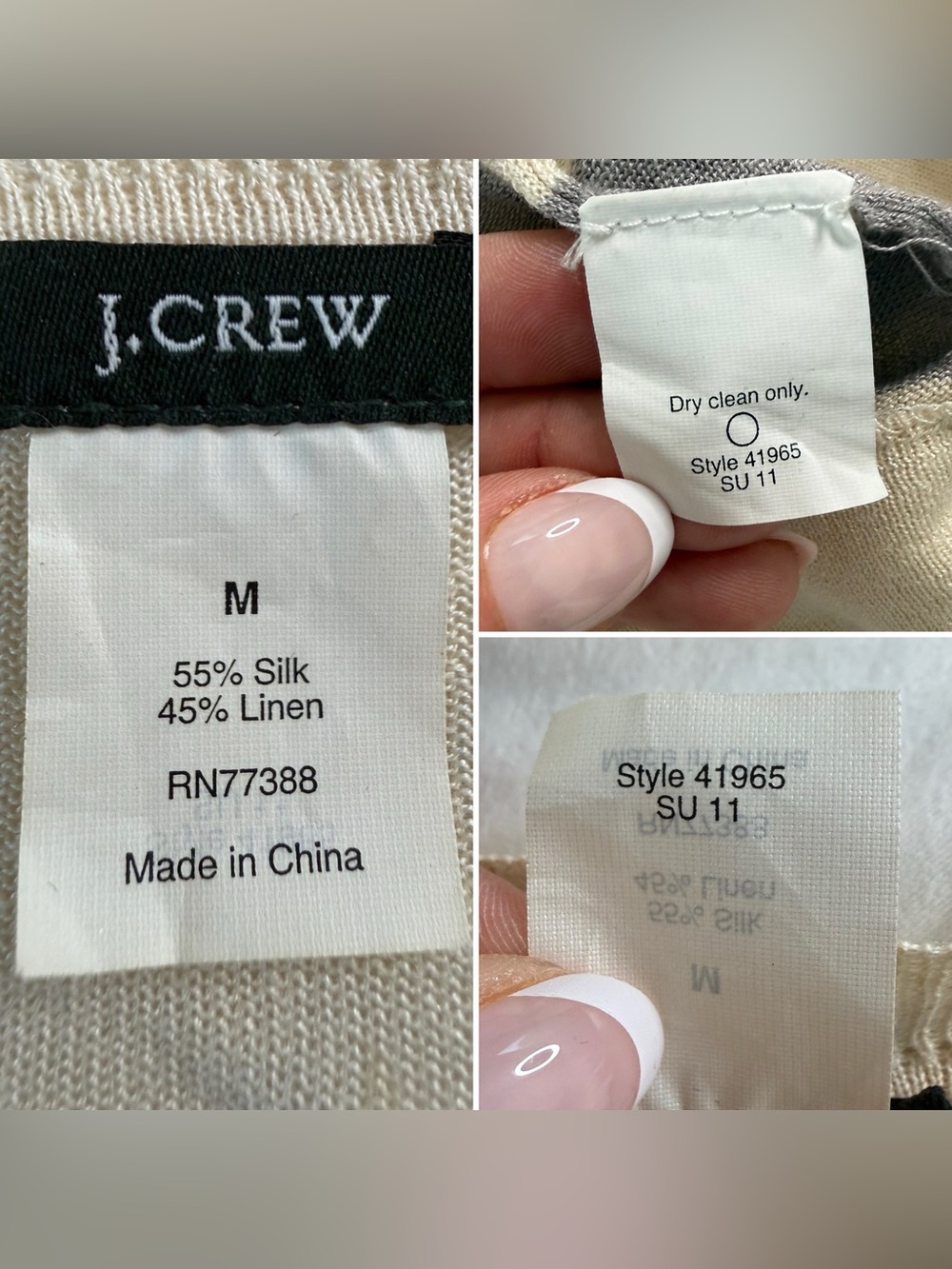 J.Crew Silk Linen Stripe Sweater M Quiet Luxury Coastal Classic - Picture 6 of 10